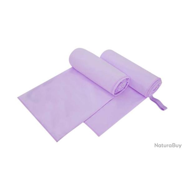 Serviettes sport polyester polyamide violet 100x200 cm absorbantes s�chage rapide lot 2