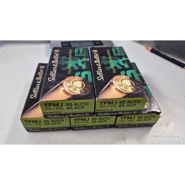 5 BO�TES 45 ACP FMJ 230GR