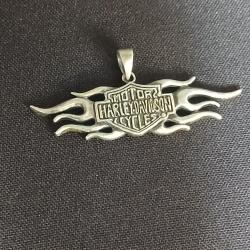 pendentif vintage en argent Harley-Davidson   &laquo; Bar & Shield &raquo;