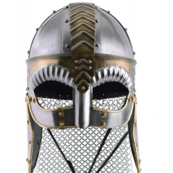 Wiking - Casque &agrave; lunettes Beowulf 1716677000 - Casque Viking avec Camail, Pattes de Joue et Laiton