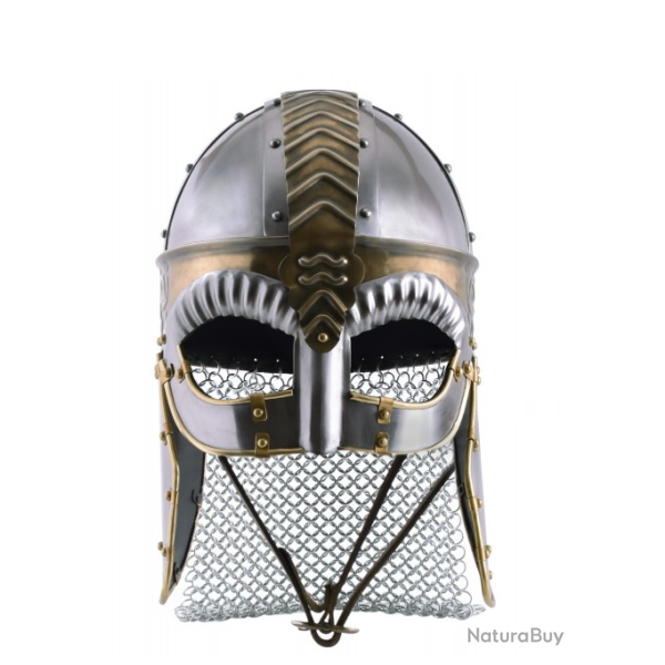 Wiking - Casque � lunettes Beowulf 1716677000 - Casque Viking avec Camail, Pattes de Joue et Laiton