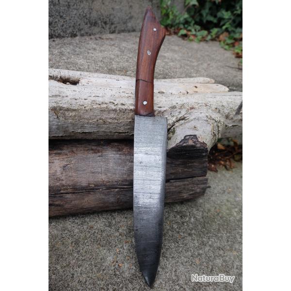 Couteau De Cuisine Santoku Lame Acier Damas 256 Couches Manche 2 Bois Fab Artisanale