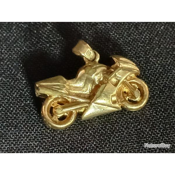 Magnifique pendentif vintage en forme de superbike en plaqu� or
