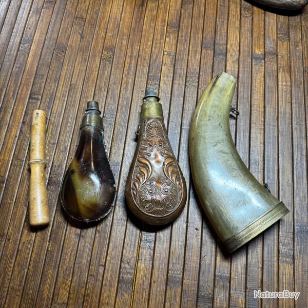 Lot poire � poudre et bourroir XlX �me