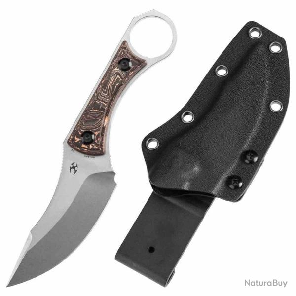 Couteau Fixe Kansept Knives Niko Lame Acier D2 Manche Fibre de Carbone Cuivre �tui Kydex KG004A5