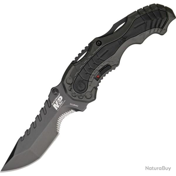Couteau Smith & Wesson M&P Model 6 Lame Acier 4034 Manche Aluminium Gris et Noir Linerlock A/O