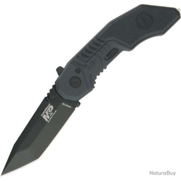 Couteau Smith & Wesson M&P MAGIC Lame Acier 4034 Manche Aluminium Gris et Noir Linerlock A/O SWMP3B