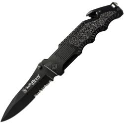 Couteau Pliant Smith & Wesson Border Guard Lame Acier 7Cr17MoV Manche Aluminium Noir Linerlock