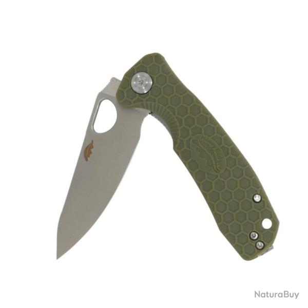 Couteau Honey Badger Knives Leaf Small Lame Acier 8Cr13MoV Manche FRN Vert Liner Lock HB1310
