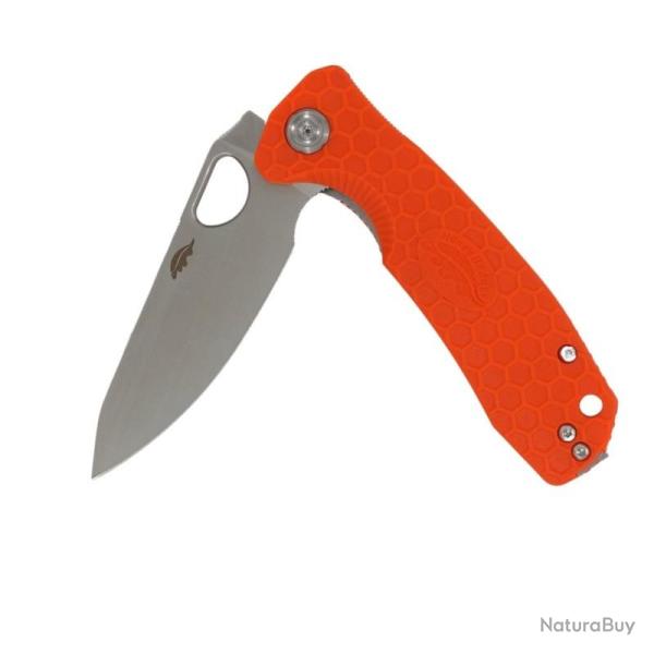 Couteau Honey Badger Knives Leaf Small Lame Acier 8Cr13MoV Manche FRN Orange Liner Lock HB1313