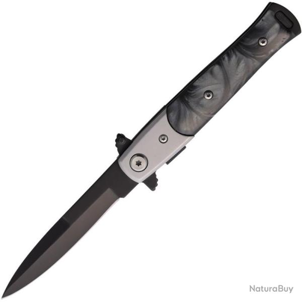 Couteau S-TEC Stiletto T27108BK-1 Lame Acier Inox Manche Acrylique Noir Marbr� Linerlock STT27108BK1