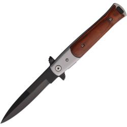 Couteau S-TEC Stiletto T27107SL-3 Lame Acier Inox Manche Bois Marron Linerlock A/O STT27107SL3