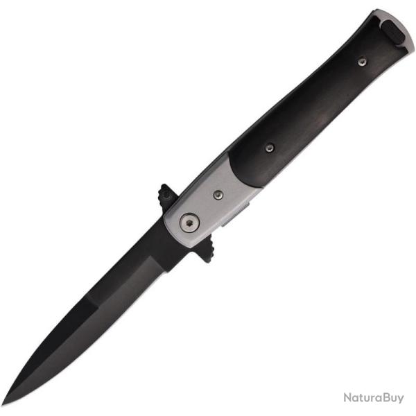 Couteau Pliant S-TEC Stiletto T27107-7 Lame Acier Inox Manche Bois Noir Linerlock STT271077