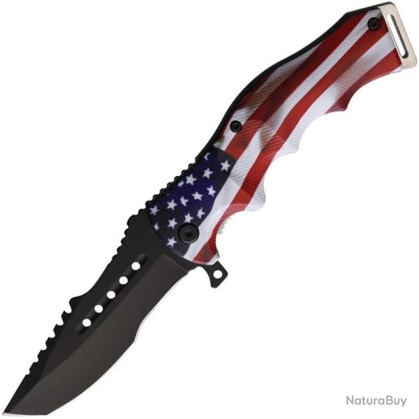 Couteau S-TEC Flag T27106-1 Lame Acier Inox Manche Synth�tique Bleu, Blanc et Rouge STT271061