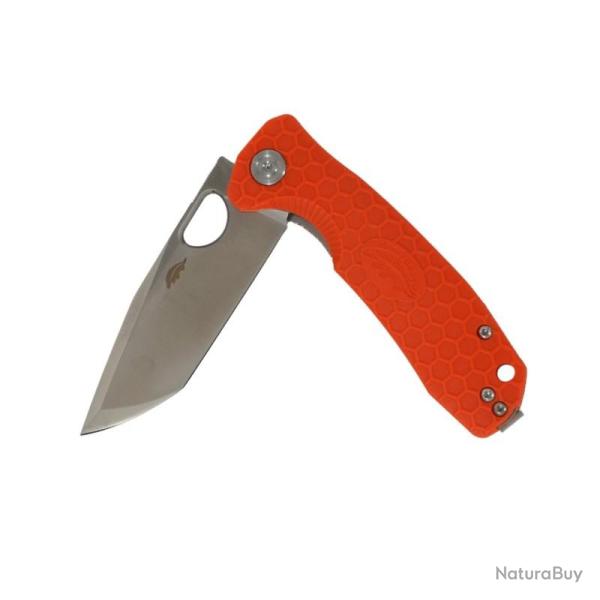 Couteau Honey Badger Knives Tanto Medium Lame Acier 8Cr13MoV Manche FRN Orange Liner Lock HB1336