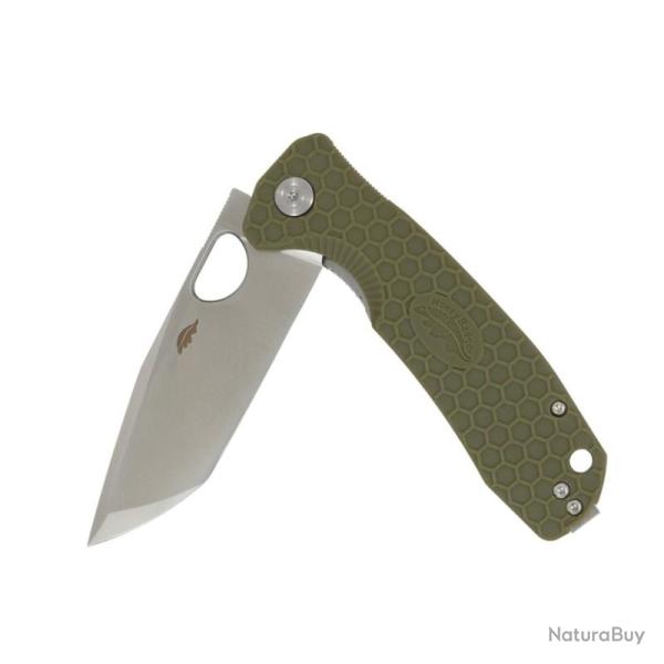 Couteau Honey Badger Knives Tanto Medium Lame Acier 8Cr13MoV Manche FRN Vert Liner Lock HB1333