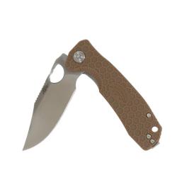 Couteau Honey Badger Knives Clip Point Medium Lame Acier 8Cr13MoV Manche FRN Tan Liner Lock HB4070