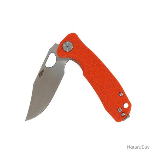 Couteau Honey Badger Knives Clip Point Small Lame Acier 8Cr13MoV Manche FRN Orange Liner Lock HB4080