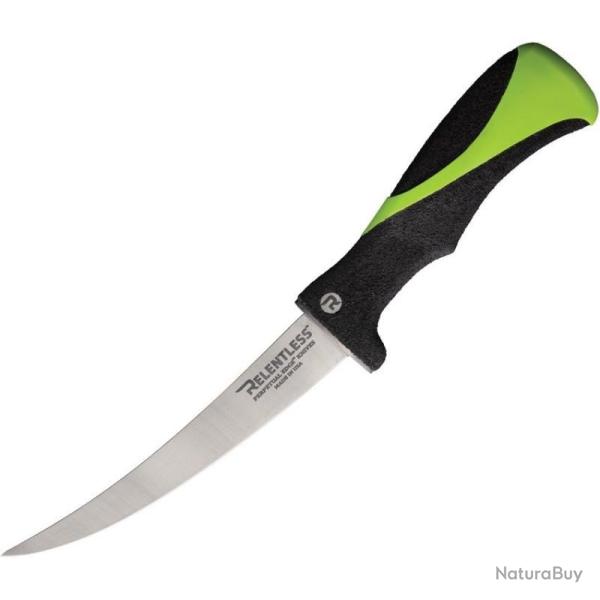 Couteau Relentless Fillet Curved Lame Titane Manche GRN Noir et Vert �tui Cuir Made In USA RKN7TCRVF