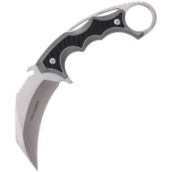 Couteau Fixe Tac Force Karambit Lame Acier 3Cr13MoV Manche Aluminium Gris et G10 Noir TFFIX119GY