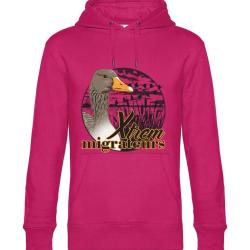 Sweat femme t&ecirc;te oie cendr&eacute;e rose XTREM MIGRATEURS-M