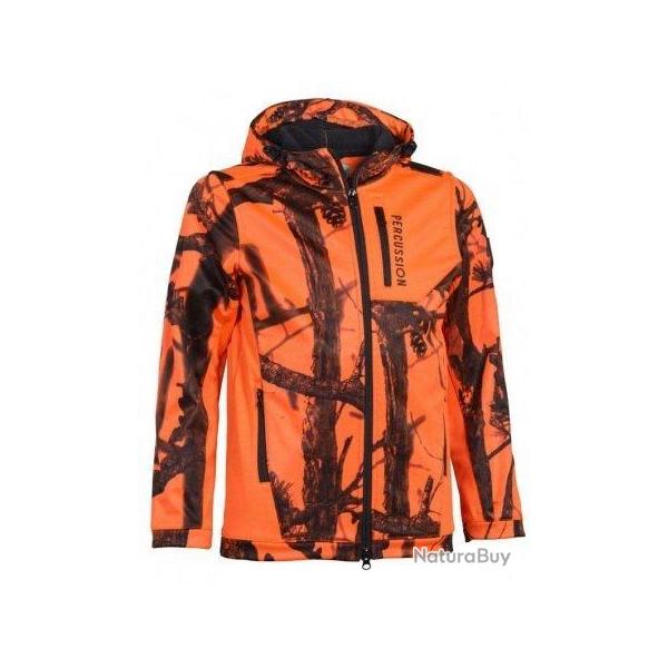 Sweat � capuche zipp� enfant GhostCamo orange PERCUSSION-14 ans