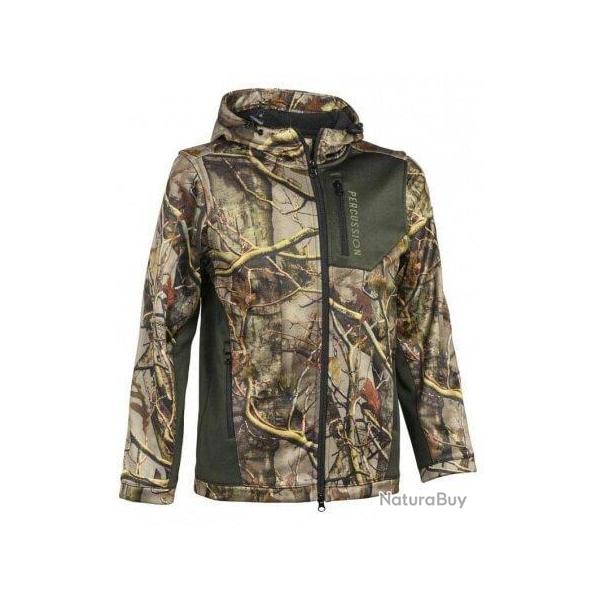 Sweat � capuche zipp� enfant GhostCamo for�t PERCUSSION-14 ans