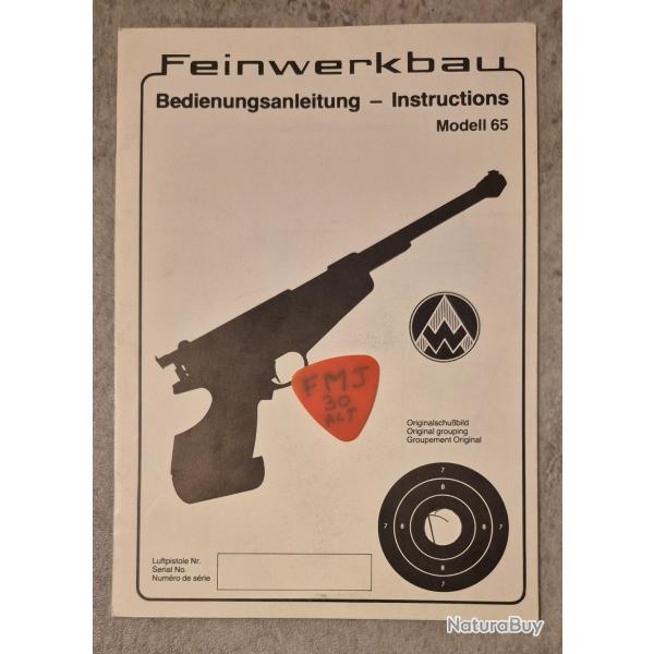 Notice pour pistolet FEINWERKBAU 65