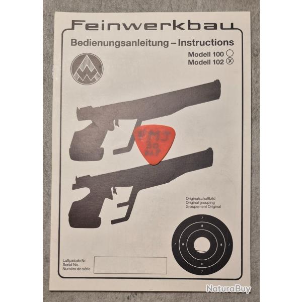 Notice pour pistolet FEINWERKBAU 102