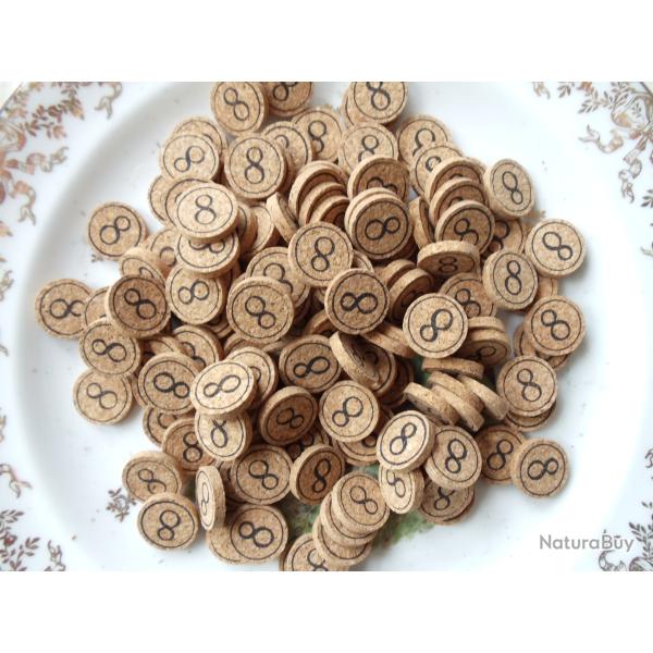 Lot de 100 rondelles li�ge num�rot�es 2 faces en calibre 16;n�8.