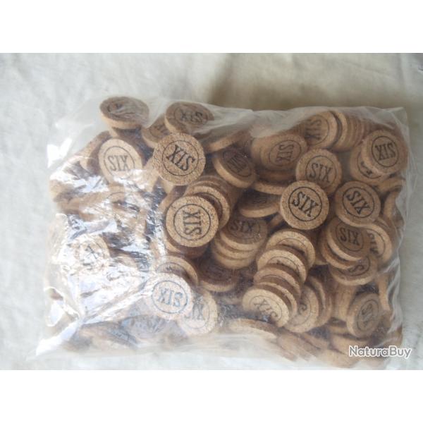 Lot de 100 rondelles li�ge num�rot�es 2 faces en calibre 12 , n�six.