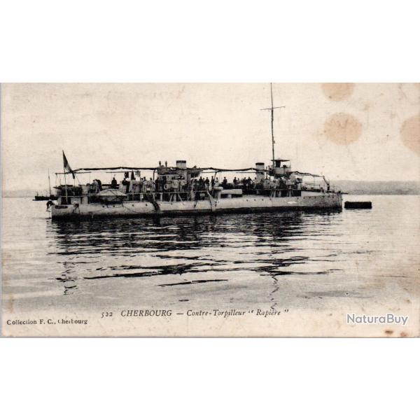 Carte postale ancienne - Cherbourg - Contre-torpilleur Rapi�re - N�8884