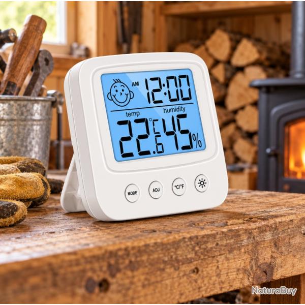 Thermom�tre Hygrom�tre Digital Int�rieur - Temp�rature Humidit� - �cran LCD Horloge