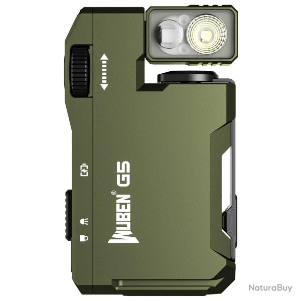 Lampe Torche EDC Wuben G5 Army Green 400 Lumens RGB Tete Pivotante Magnetique
