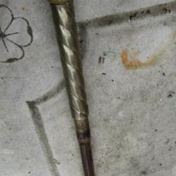canne &eacute;l&eacute;gante poign&eacute;e laiton matraque pointe baionnette rosalie / 36 casse t&ecirc;te ww1 ww2 artisanat