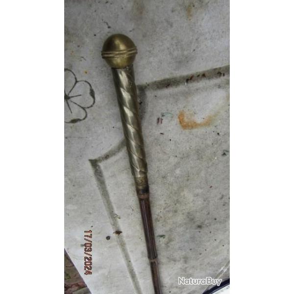 canne �l�gante poign�e laiton matraque pointe baionnette rosalie / 36 casse t�te ww1 ww2 artisanat