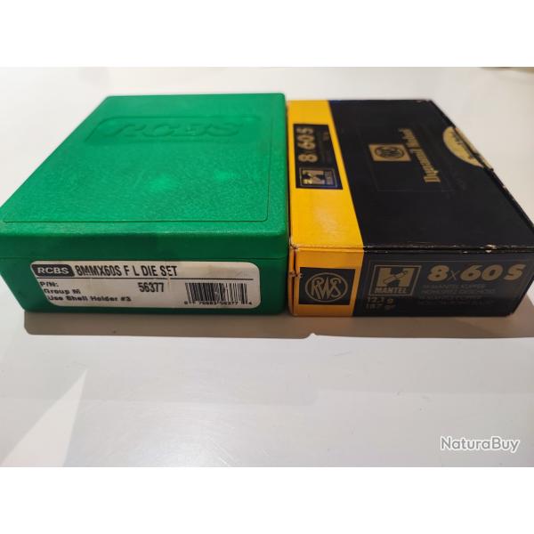 J.O. RCBS 8x60s + 20 douilles RWS tir� 1 fois