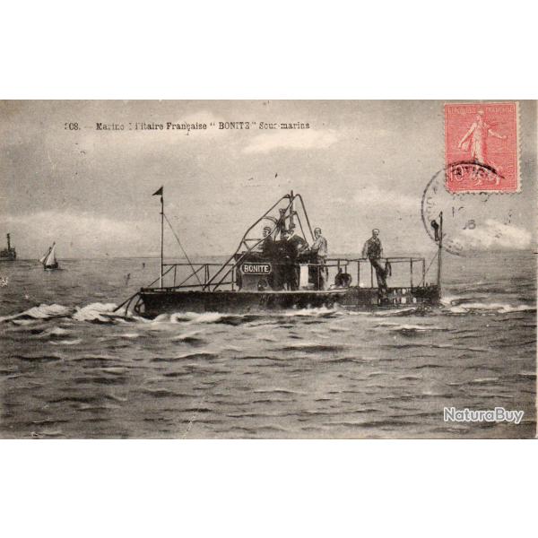 Carte postale ancienne Marine Militaire Fran�aise sous-marin Bonite -N�8888