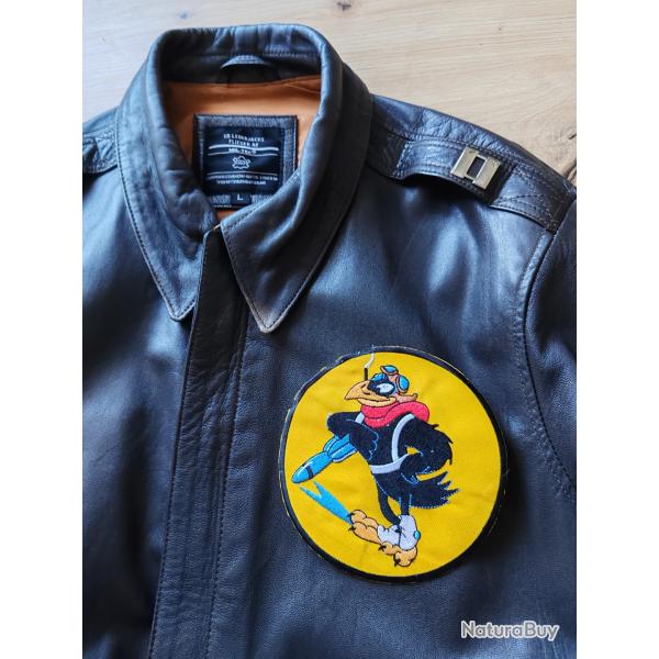 INSIGNE EN TISSU DE GRANDE DIMENSION DU 47TH BOMBER SQUADRON POUR VESTE  EN CUIR .