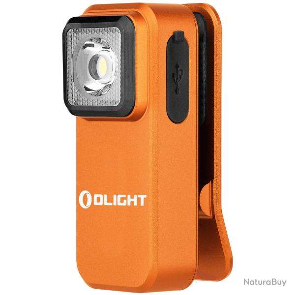 Lampe Torche Clip Rechargeable Olight Oclip Orange 300 Lumens Lumieres Blanche et Rouge Magnetique
