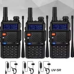 Lot 3 Talkies-Walkies BAOFENG UV-5R 5W VHF/UHF Double Bande 128 Canaux VOX Radio Rechargeable Chasse