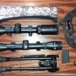 LOT LUNETTES  DE TIR  , BIPIED , SILENCIEUX ET ACCESSOIRES