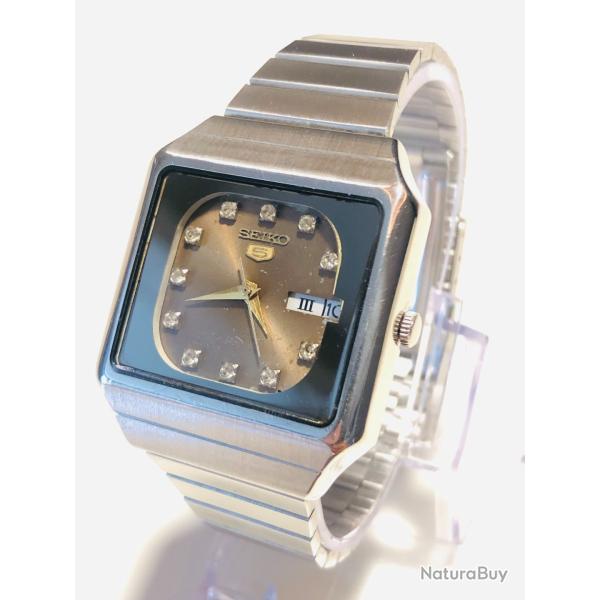 Montre Vintage Seiko 5 Automatique Calibre 6309 - 100% D'Origine - Cadran TV Dor� & Strass