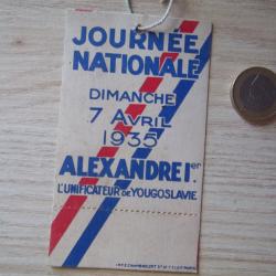 document pour la venue d'Alexandre 1&deg; en 1935 assassin&eacute; en 1934 !!!