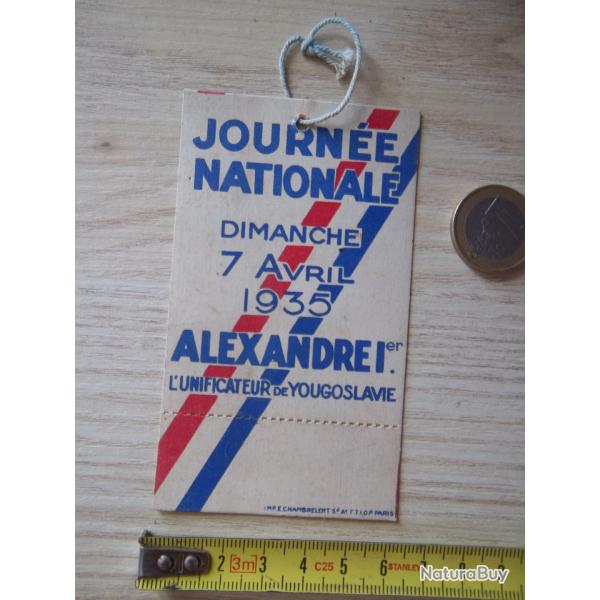 document pour la venue d'Alexandre 1� en 1935 assassin� en 1934 !!!