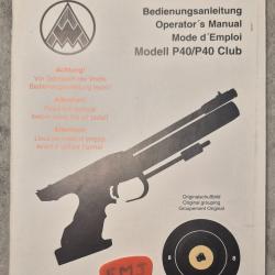 Notice pour pistolet FEINWERKBAU P40