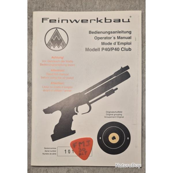 Notice pour pistolet FEINWERKBAU P40