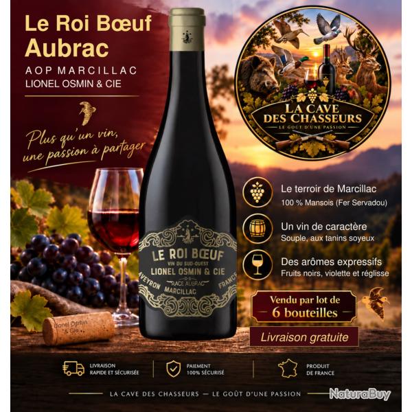 LOT DE 6 BOUTEILLES DE ROI BOEUF AUBRAC 2023 75CL AOP MARCILLAC
