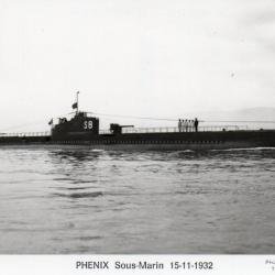 Carte postale sous-marin Ph&eacute;nix 15-11-1932 Marius Bar Toulon -N&deg;8892