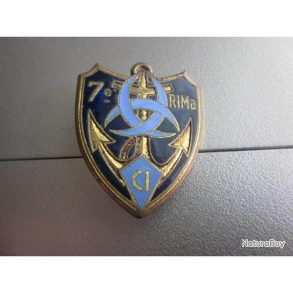 insigne �mail compagnie d'instruction CI du 7eme r�giment d'infanterie de marine  / drago  paris